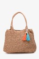 CL13081 Crocheted paper straw handbag / Beach bag : colour:Camel