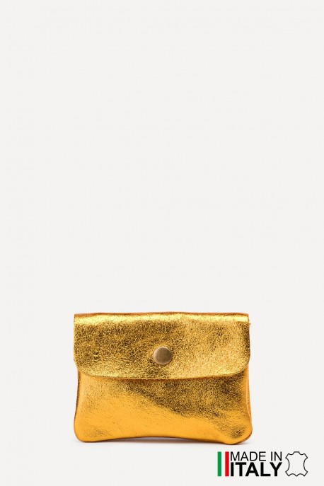 Porte-monnaie Pochette cuir métallisé ZE-8001 : Couleur: Jaune Or (L009/L-516)