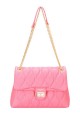 David Jones quilted handbag with sliding shoulder strap CM6705F : colour:Watermelon Pink