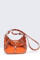 metallic synthetic shoulder bag C-5288-BV : colour:Orange