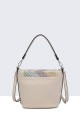 Grained synthetic handbag with rhinestone decoration 60012-BV : colour:Abricot