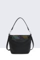 Grained synthetic handbag with rhinestone decoration 60012-BV : colour:Black