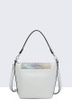 Grained synthetic handbag with rhinestone decoration 60012-BV : colour:White