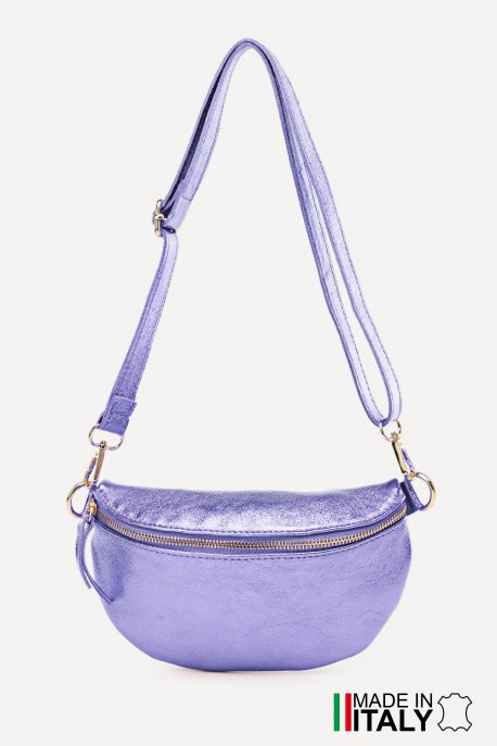 Metalic Leather fanny pack ZE-9009-MT : Colors:UV Steel (L027)