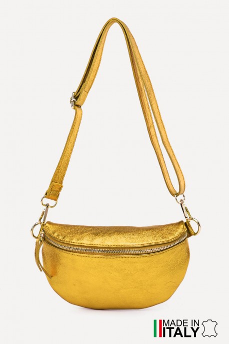Metalic Leather fanny pack ZE-9009-MT : Colors:Gold Yellow (L009/L-516)