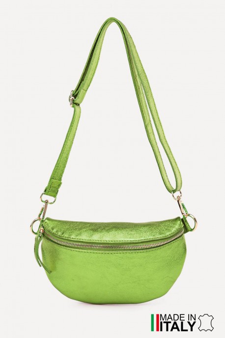 Metalic Leather fanny pack ZE-9009-MT : Colors:Fluo Green (L017/L-518)