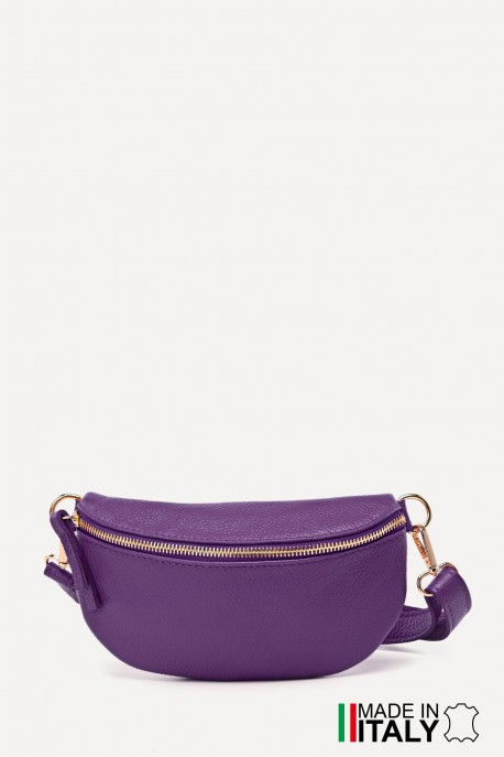 Sac banane bandoulière en cuir ZE-9009 : Couleurs:D45 - Violet