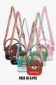 DG-3401 Purse / small silicone pouch with shoulder strap teddy bear / cat / crocodile / dino : colour:Pack of 6