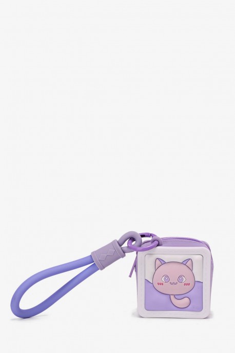 DG-3412 Porte-monnaie en silicone cubique chat : couleur:Lilas