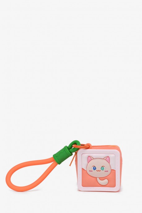 DG-3412 Porte-monnaie en silicone cubique chat : couleur:Orange
