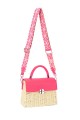 YQ-72 Paper straw shoulder bag on rigid frame : colour:Pink