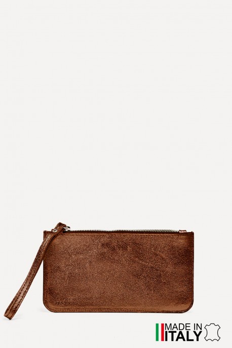 Metallic leather coin purse flat pouch ZE-8005