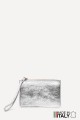 Metallic leather coin purse flat pouch ZE-8004 : Colors:White silver