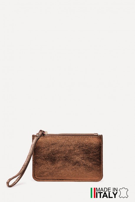 Metallic leather coin purse flat pouch ZE-8004 : Colors:Caramel (L006/L-527)
