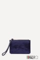 Metallic leather coin purse flat pouch ZE-8004 : Colors:Navy