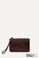 Metallic leather coin purse flat pouch ZE-8004 : Colors:Dark Brown