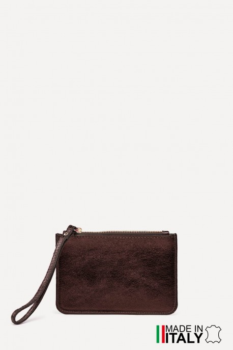 Metallic leather coin purse flat pouch ZE-8004