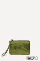 Metallic leather coin purse flat pouch ZE-8004 : Colors:Olive