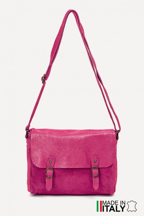 Leather Messenger Crossbody bag ZE-9006 : colour:Fuchsia
