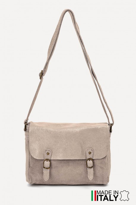 Leather Messenger Crossbody bag ZE-9006 : colour:Light Taupe