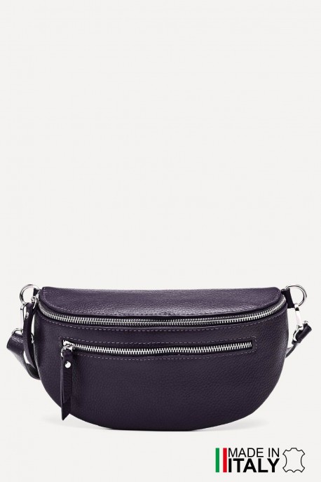 Sac banane bandoulière en cuir ZE-9004 : Couleurs:Aubergine