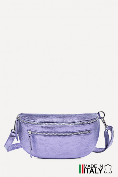 Metallic Leather fanny pack ZE-9004-MT : Colors:UV Steel (L027)
