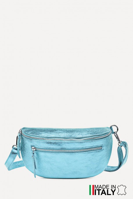 Metallic Leather fanny pack ZE-9004-MT : Colors:ARTIC BLUE (L-510/L011)