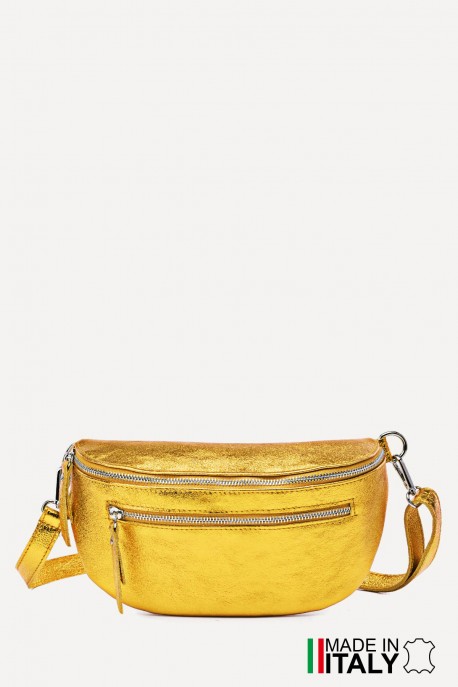 Metallic Leather fanny pack ZE-9004-MT : Colors:Gold Yellow (L009/L-516)
