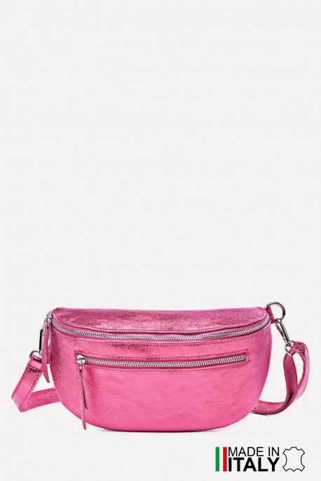 Metallic Leather fanny pack ZE-9004-MT : Colors:Pink (L-517/L025)
