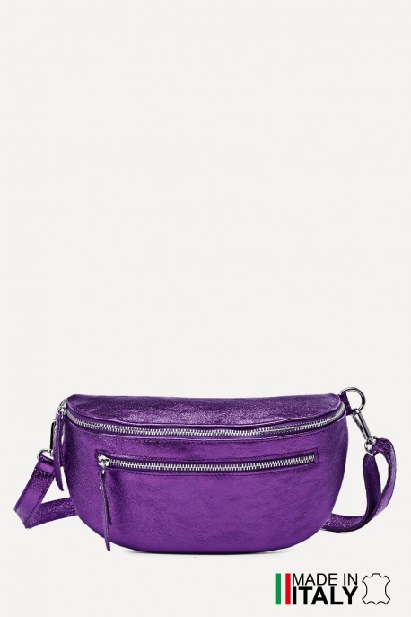 Metallic Leather fanny pack ZE-9004-MT : Colors:Bright Purple (L-540)