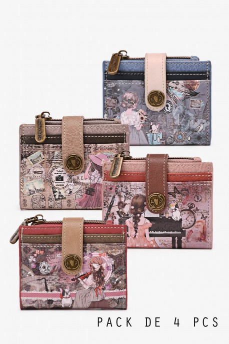 C-278-24A Porte-monnaie Porte-carte synthétique Sweet & Candy : Motif:Pack de 4