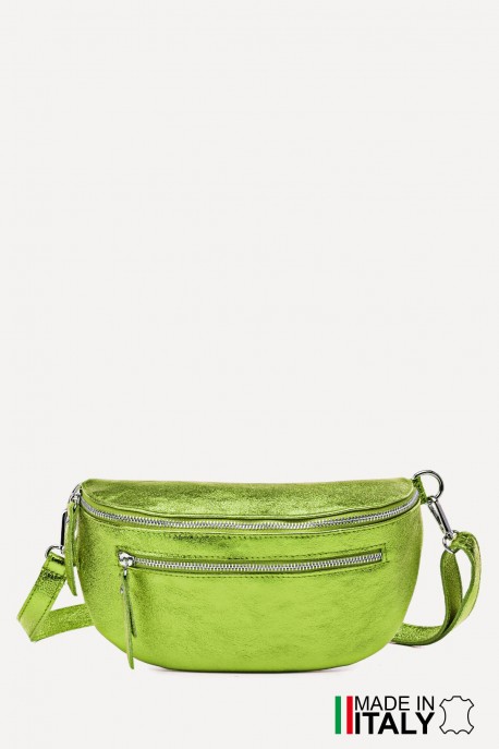 Metallic Leather fanny pack ZE-9004-MT : Colors:Fluo Green (L017/L-518)