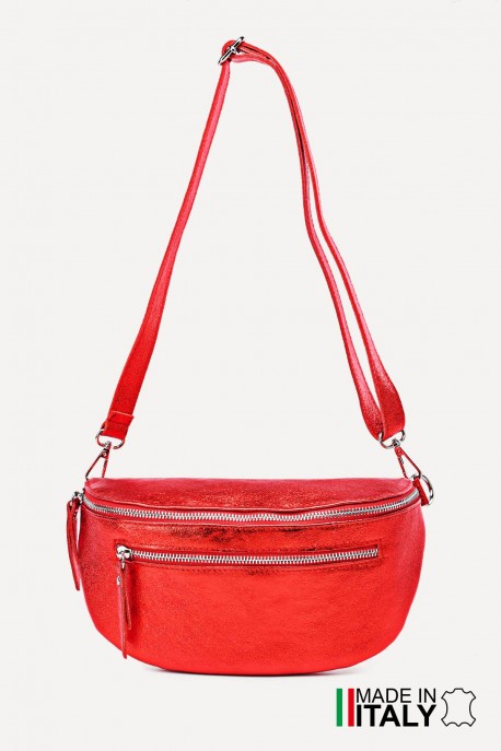 Metallic Leather fanny pack ZE-9004-MT : Colors:Scarlet (L-508/L032)