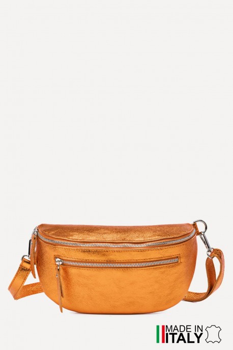 Metallic Leather fanny pack ZE-9004-MT : Colors:Amber (L-526)
