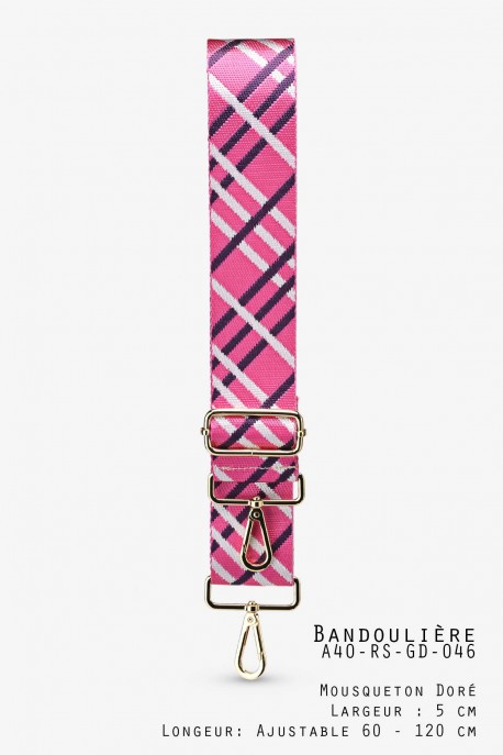 A40-RS-GD-046 Bandoulière à motif réglable avec mousquetons doré : Couleur bandouli&egrave;re:046.003