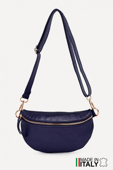 Metalic Leather fanny pack ZE-9009-MT : Colors:Navy (L-530 / L033)