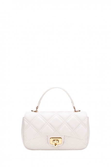 CM7308 David Jones Quilted Handbag with Flap : colour:White