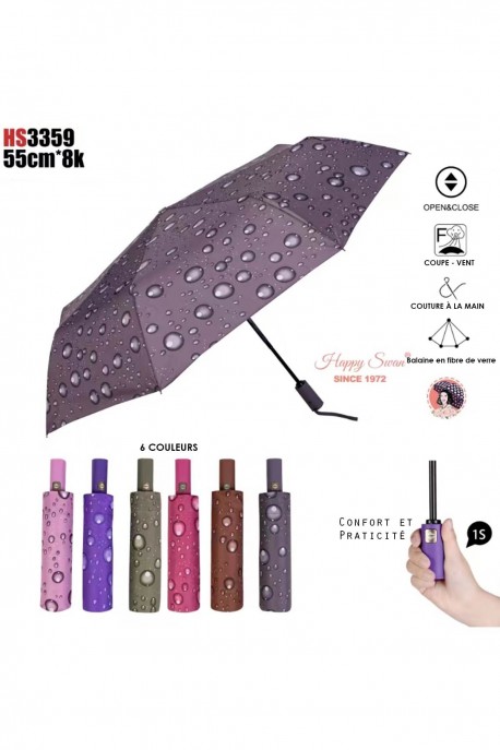 HS53359 RST OpenClose Auto folding umbrella with water droplet design : colour:Purple