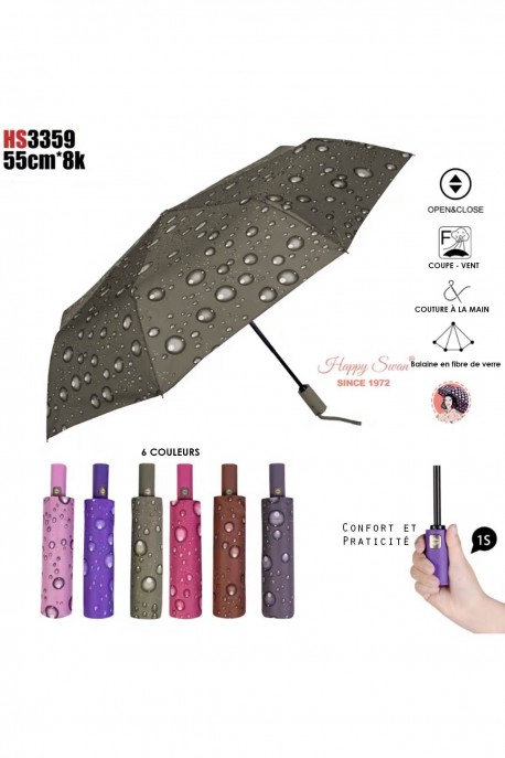 HS53359 RST OpenClose Auto folding umbrella with water droplet design : colour:Khaki