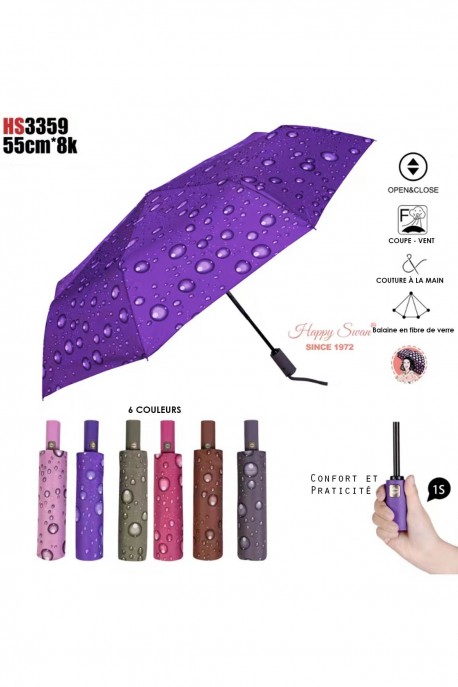 HS53359 RST OpenClose Auto folding umbrella with water droplet design : colour:Lilac