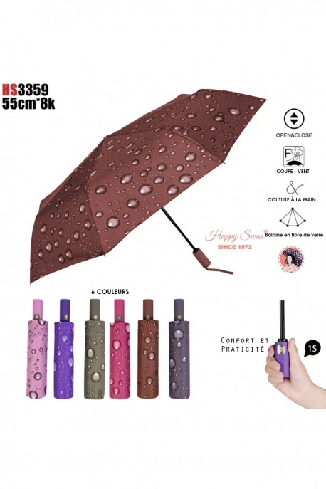 HS53359 RST OpenClose Auto folding umbrella with water droplet design : colour:Brown
