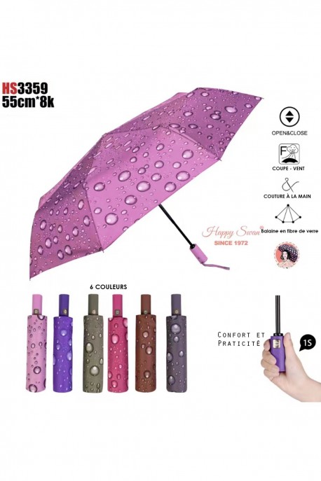HS53359 RST OpenClose Auto folding umbrella with water droplet design