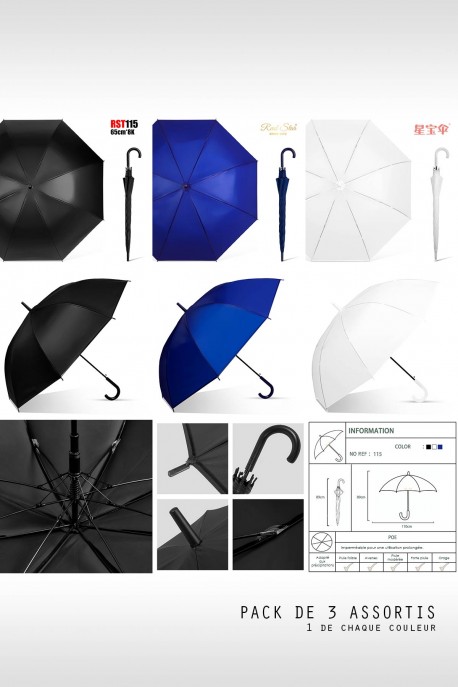 RST115 POE film cane umbrella : colour:Pack of 3