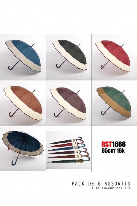 1666 Parapluie canne automatique RST : couleur:Pack de 6