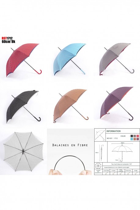 RST1712 Automatic cane umbrella with polka dots RST