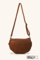 Sac banane laine mouton synthétique bandoulière en cuir ZE-9007-VQ