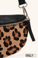 Leather fanny pack with leopard print on furry skin ZE-9022-LP002