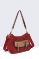 W50028-BV Synthetic textile handbag with suede effect
