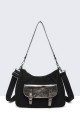 W50028-BV Synthetic textile handbag with suede effect