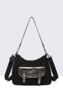 W50028-BV Synthetic textile handbag with suede effect